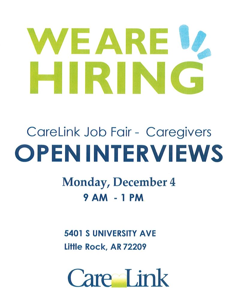 CareLink Job Fair open interviews Monday December 4 9 am to 1 pm