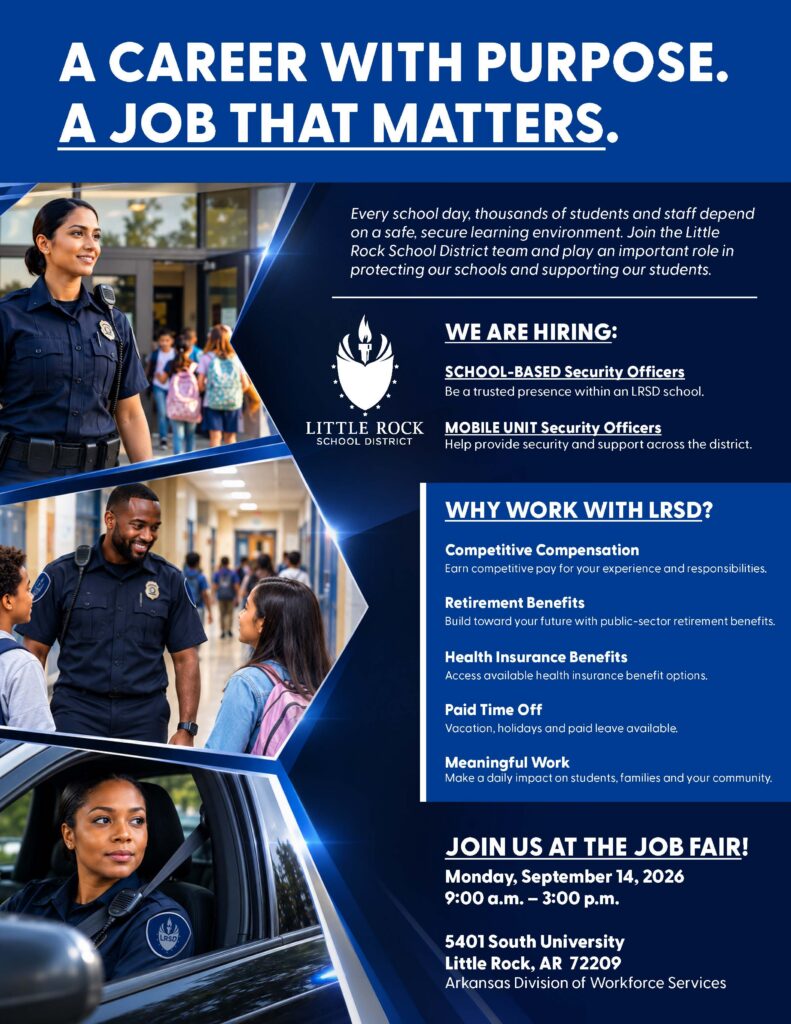 LRSD Safety and Security Hiring Event Flyer